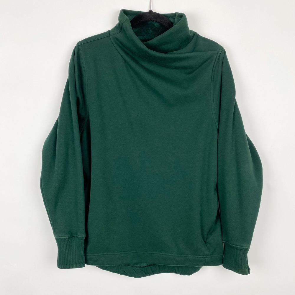 Athleta Cozy Karma Twist Neck Fleece Pullover Sweatshirt Women Large Green